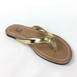 Kali Girl's Gold Cocoa-Jr Flip Flop Flat Sandals